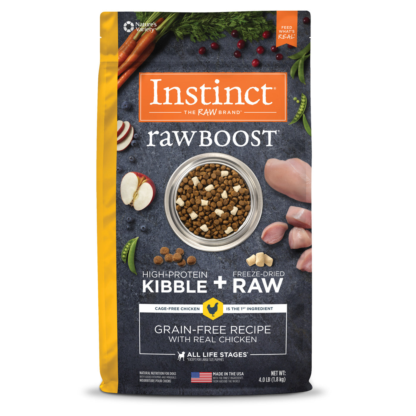 Alimento seco para perros Instinct All Life Stages Raw Boost de 21 lb, sin cereales