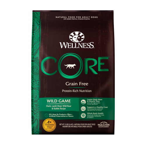 Alimento para perros adultos de pato, pavo, jabalí y conejo de caza silvestre Wellness Core de 4 lb