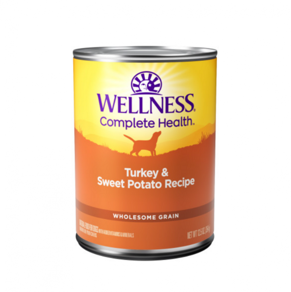 Alimento húmedo para perros Wellness Adult de pavo y batata, 12,5 oz