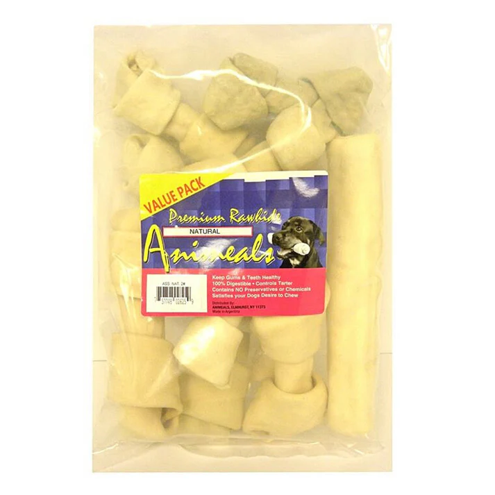 Animeal Assorted Natural Medium Bag Rawhide Value Pack (2lb)