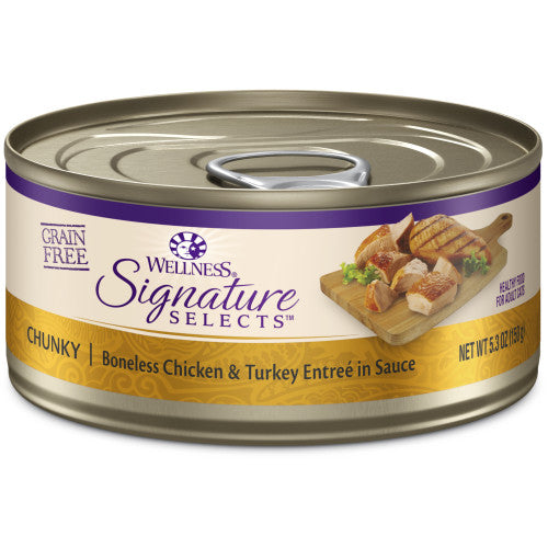 Comida húmeda para gatos Wellness Core Adult Signature Select con trozos de pollo y pavo, 5.3 oz