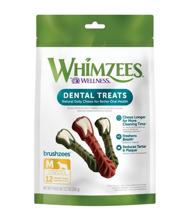 Valuebag Whimzees Brushzees - Golosinas dentales diarias medianas para perros, 12,7 oz, 4,5