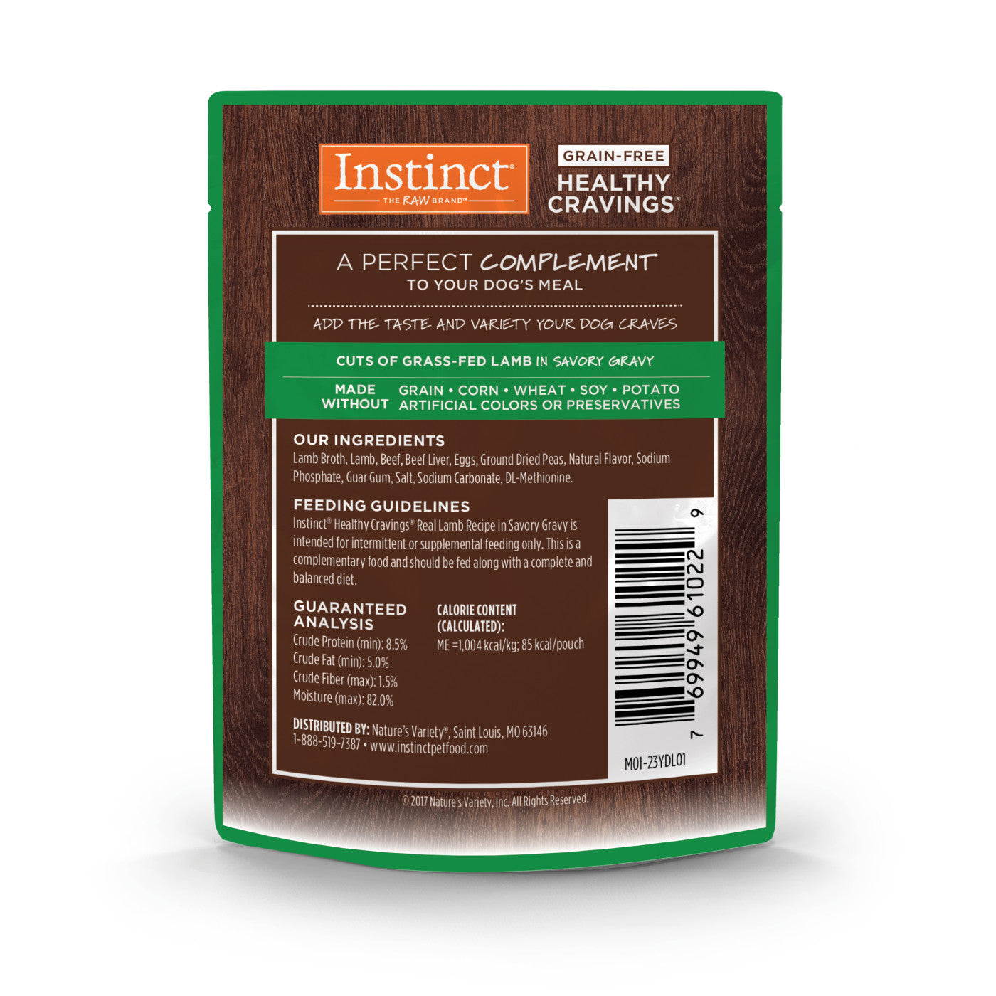 Bolsa de comida para perros de cordero Instinct Healthy Cravings de 3 oz