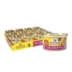 Paté de cena de pollo y langosta para adultos Wellness Complete Health de 5,5 oz, comida húmeda para gatos