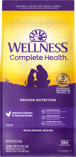 Alimento para perros adultos con pollo y avena Wellness Complete Health de 26 lb