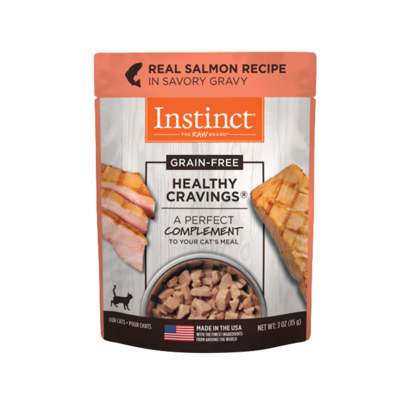 Bolsa de comida para gatos con salmón Instinct Healthy Cravings de 3 oz