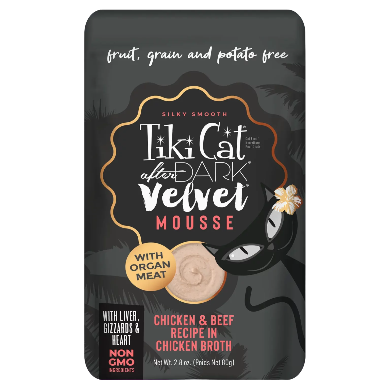 Tikicat Adult After Dark Velvet Mousse de pollo y ternera de 2,8 oz