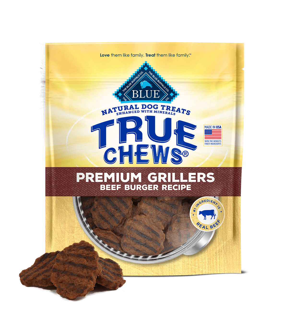 Golosinas para perros Blue Buffalo True Chews Grillers Burger de ternera de 10 oz