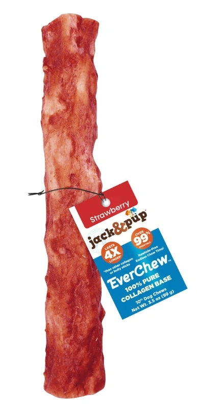 Jack & Pup Everchew Dog 10" Strawberry Collagen Stick