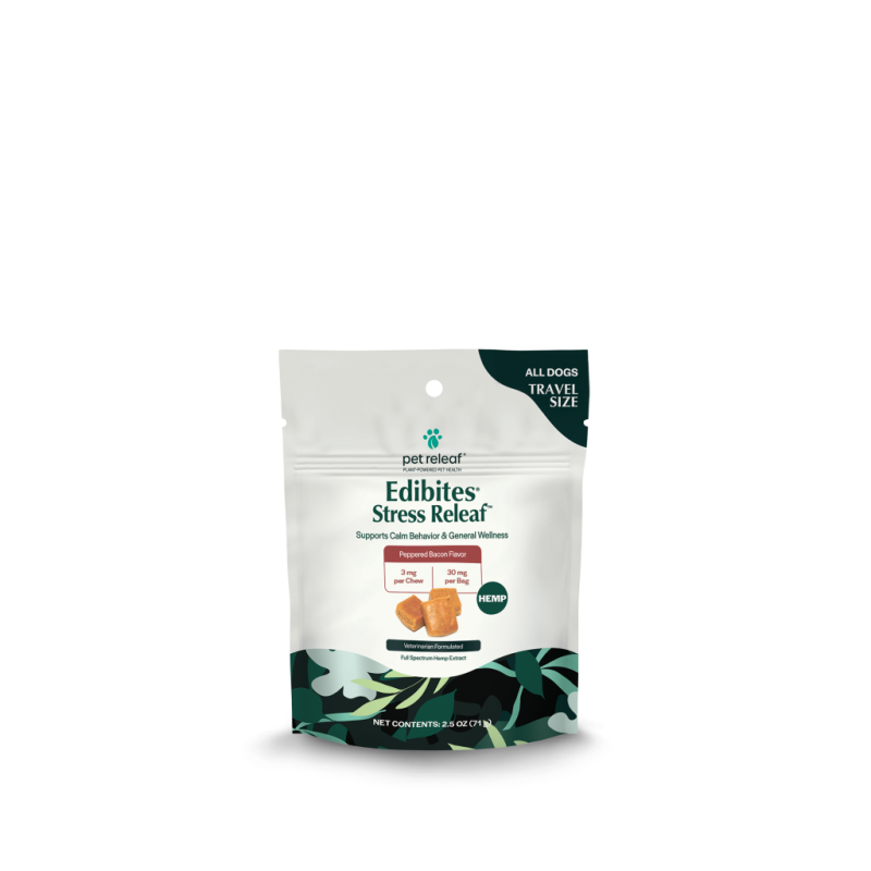 Pet Releaf Stress Edibites CBD Dog Pepperred Bacon, Travel Size (3mg)