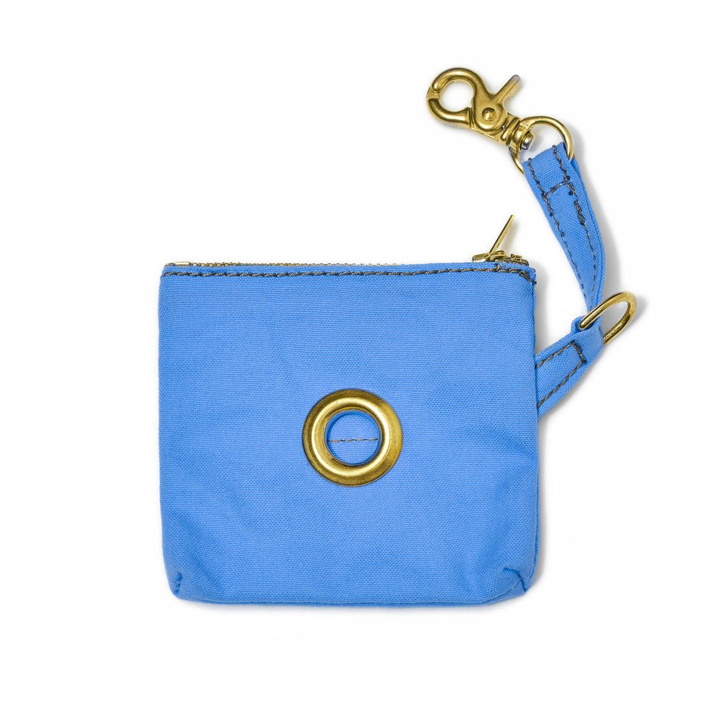 Light Blue Waxed Cotton Canvas Poop Bag Pouch
