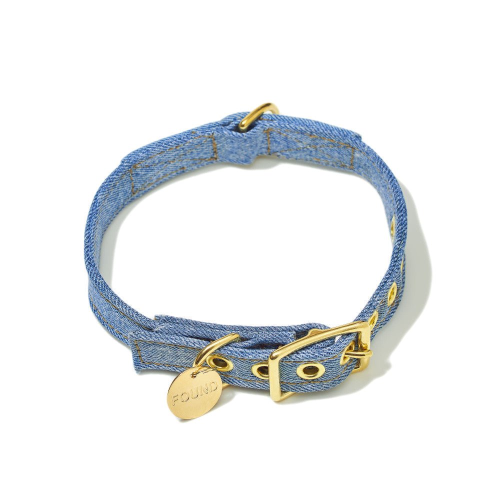 Light Denim Cotton Canvas Cat & Dog Collar
