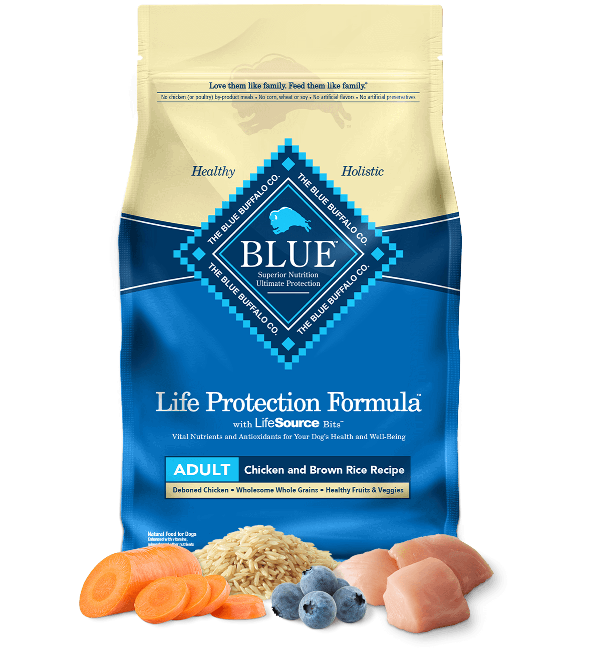 Alimento seco para perros adultos con pollo y arroz integral Blue Buffalo de 30 lb