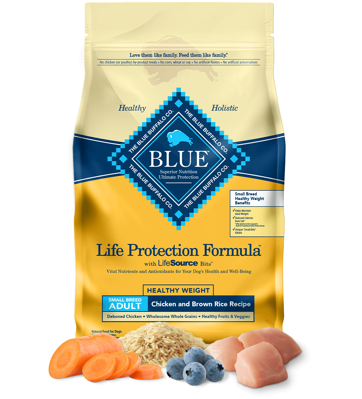 5 磅 Blue Buffalo Life Protection Formula 成年健康体重小型犬鸡肉和糙米干狗粮