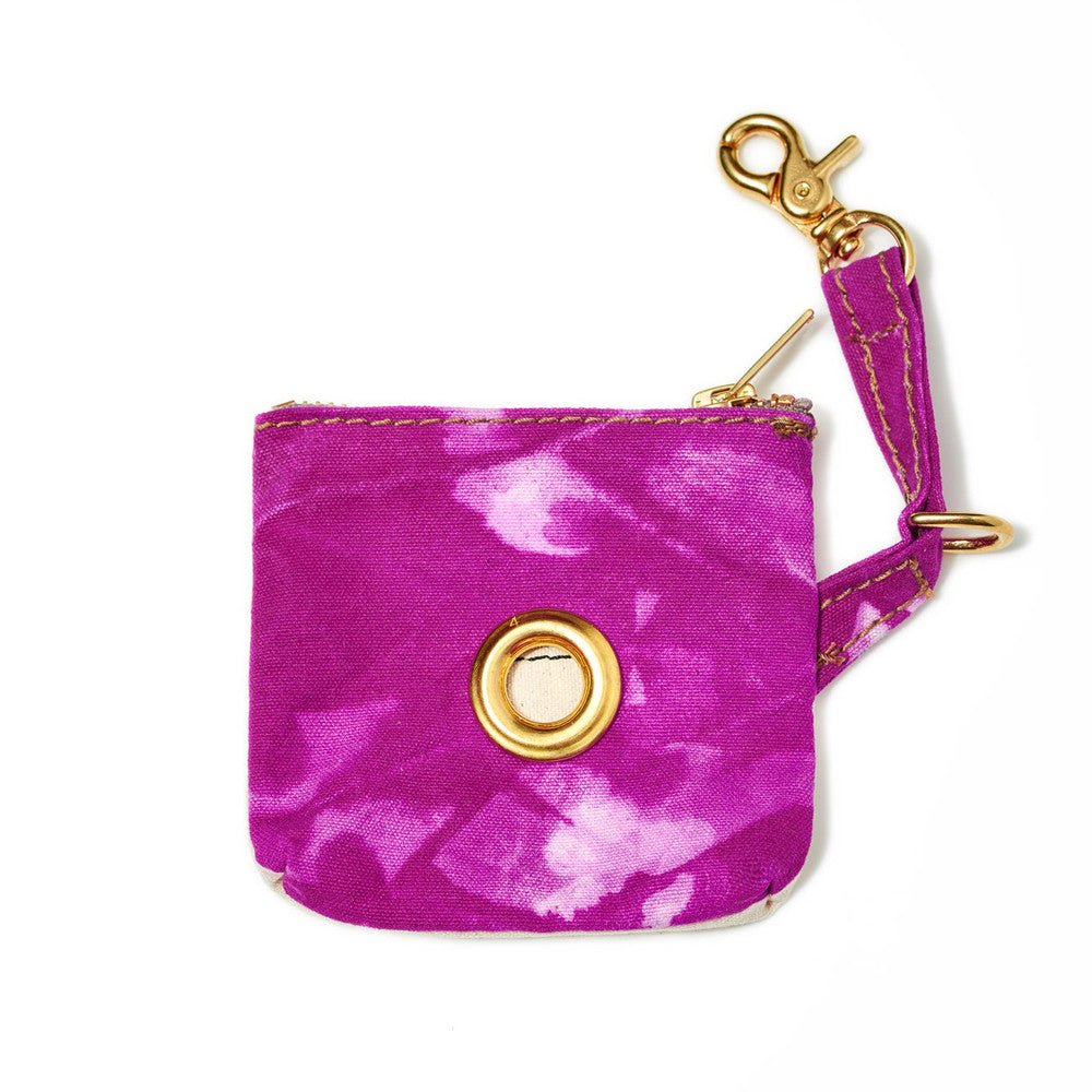 Magenta Tie Dye Waxed Cotton Canvas Poop Bag Pouch
