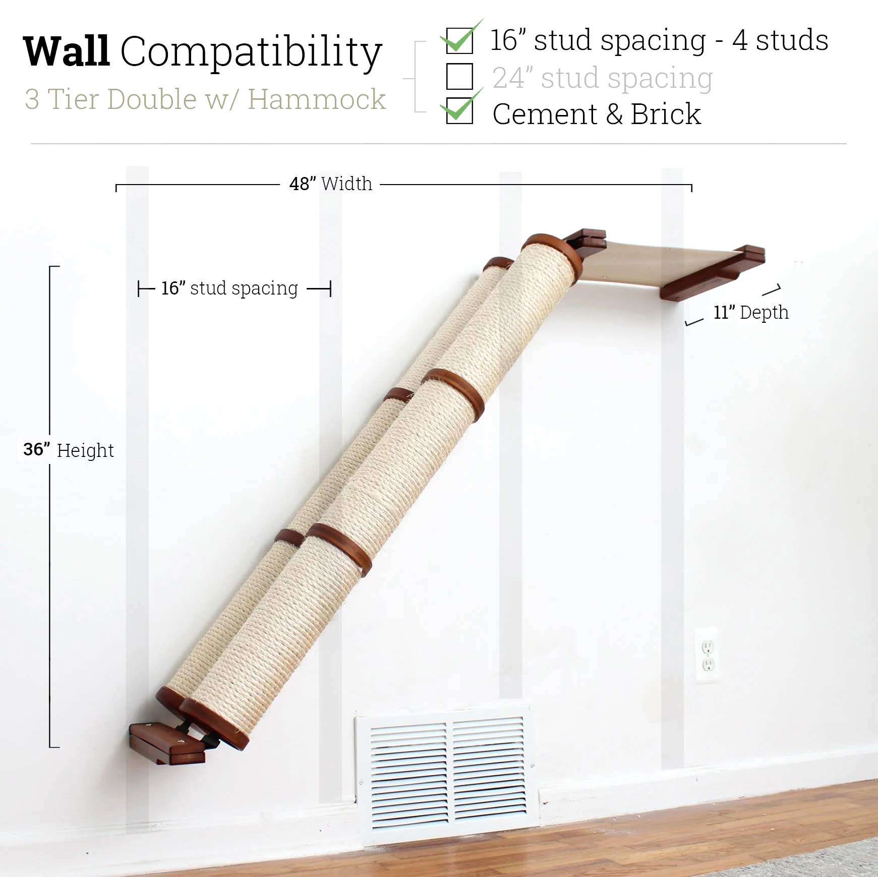 Slanted Cat Scratcher for Wall