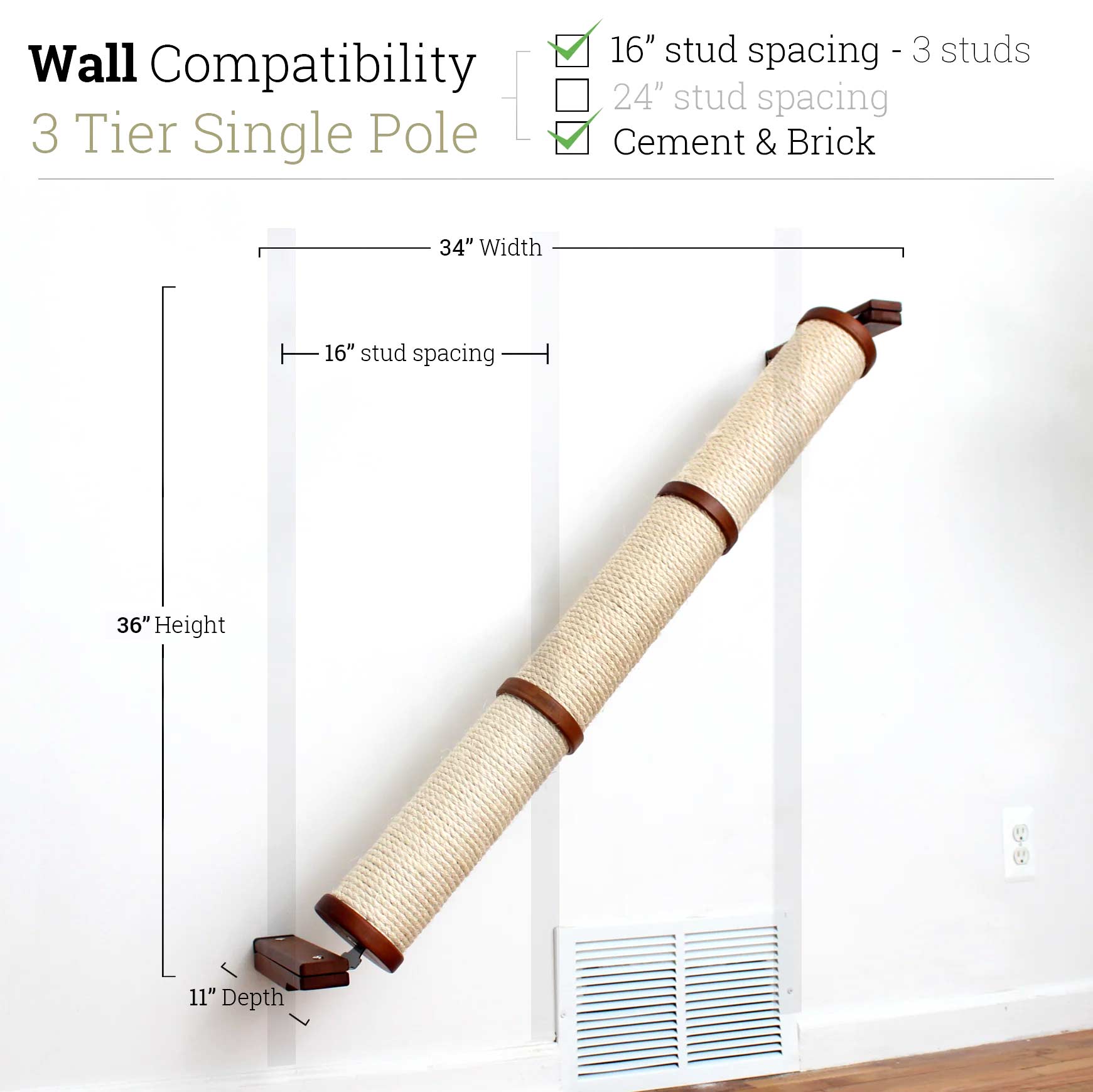 Slanted Cat Scratcher for Wall