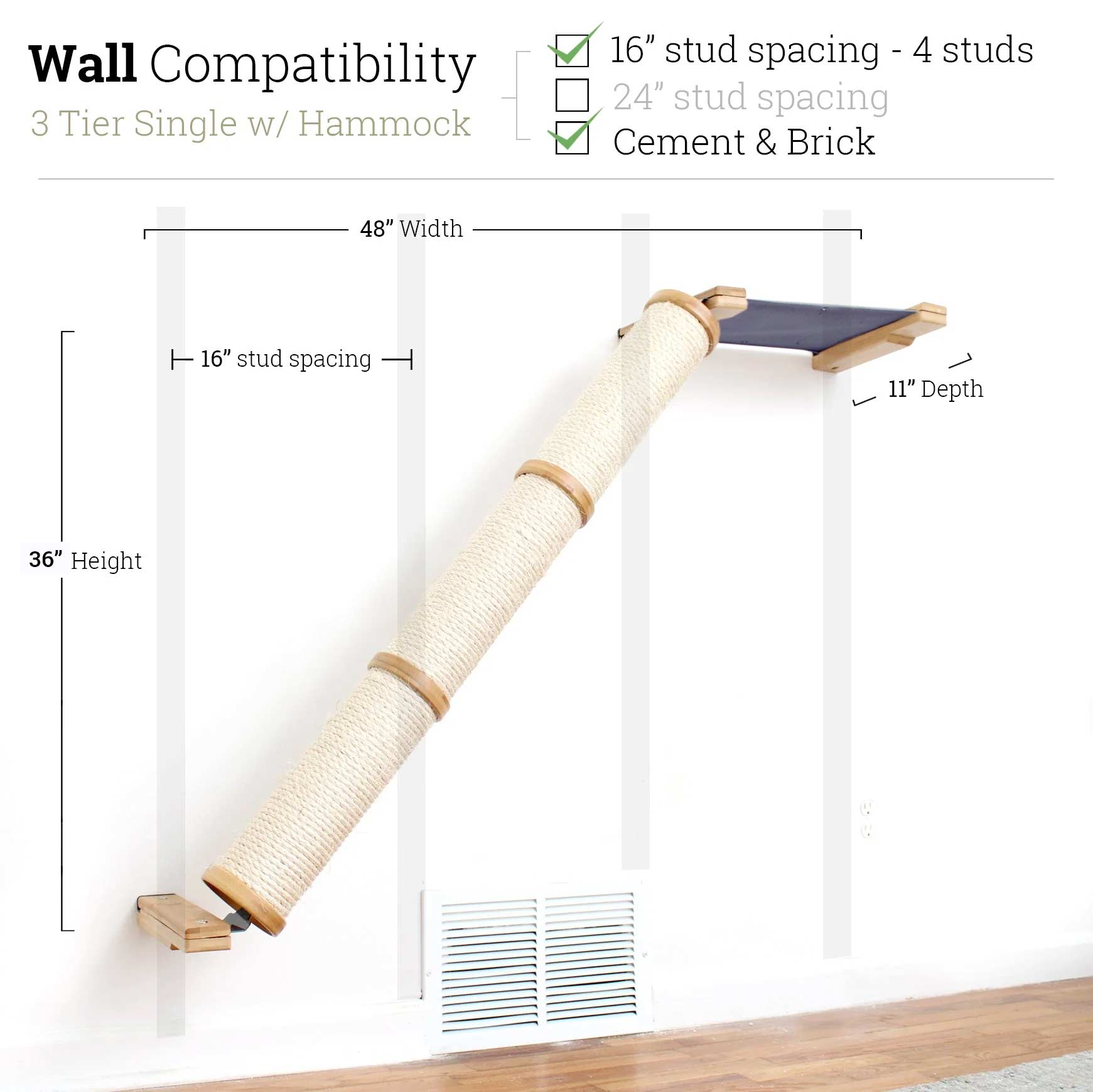 Slanted Cat Scratcher for Wall