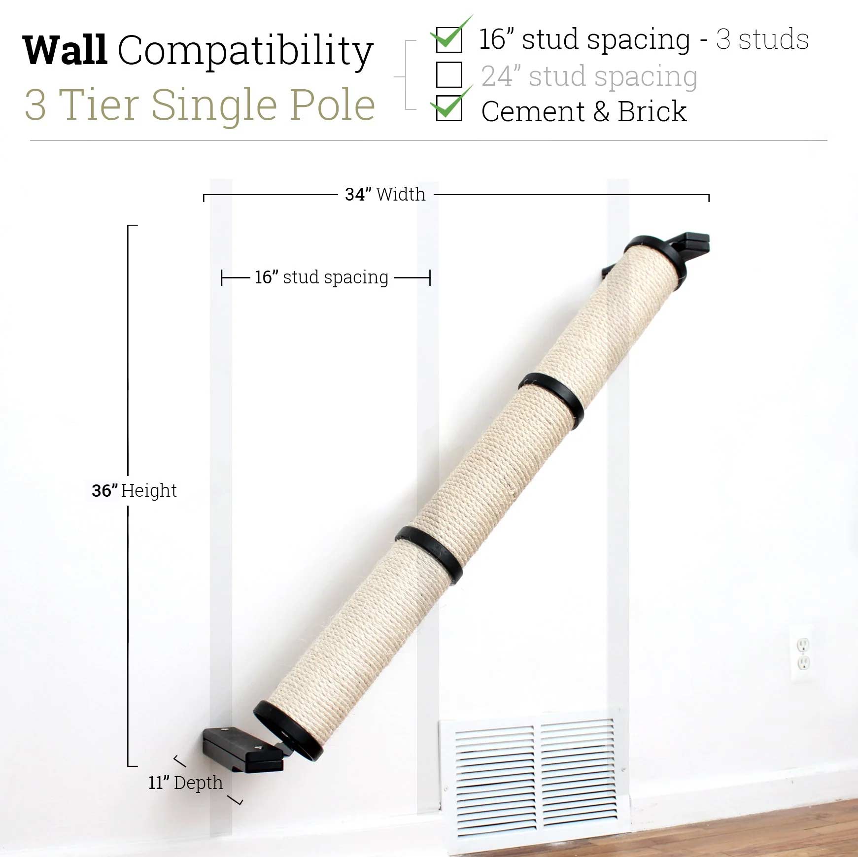 Slanted Cat Scratcher for Wall