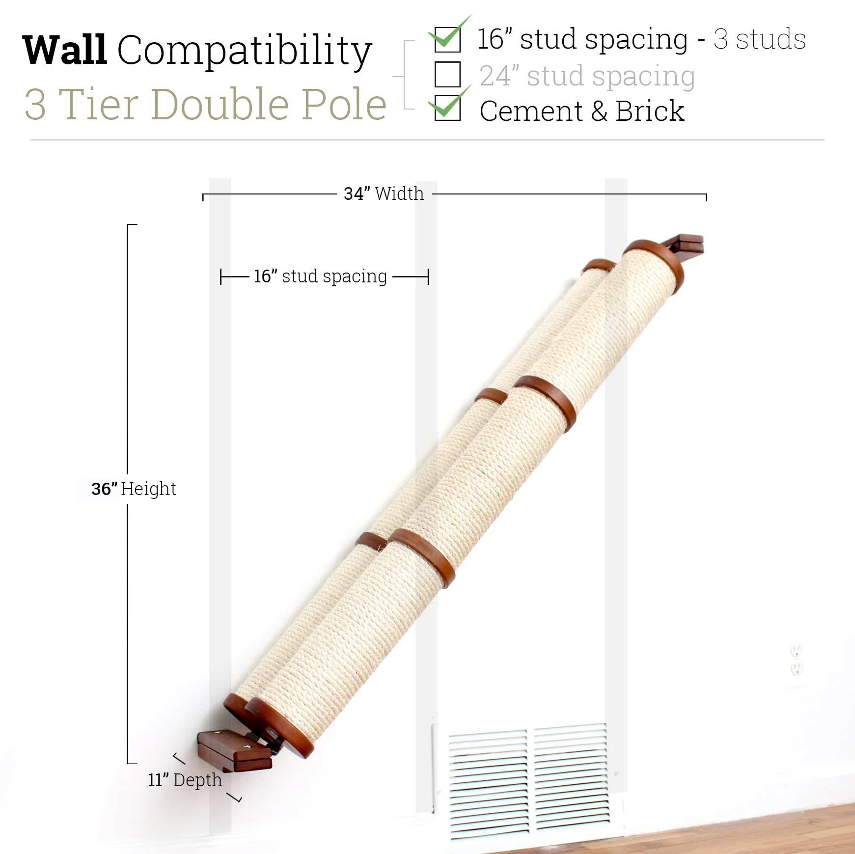 Slanted Cat Scratcher for Wall