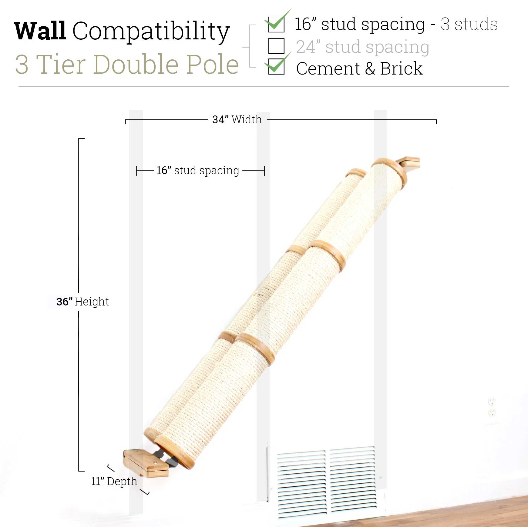 Slanted Cat Scratcher for Wall