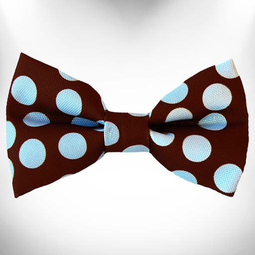 Walk-e-Woo Polka Dot Dog Collars, Leads, and Bows on Brown - 4 Styles