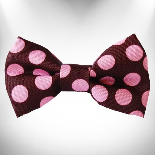 Walk-e-Woo Polka Dot Dog Collars, Leads, and Bows on Brown - 4 Styles