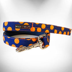 Polka Dot Dog Collars, Leads, and Bows on Blue - 5 Styles