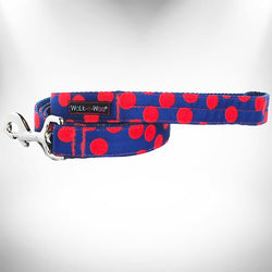 Polka Dot Dog Collars, Leads, and Bows on Blue - 5 Styles