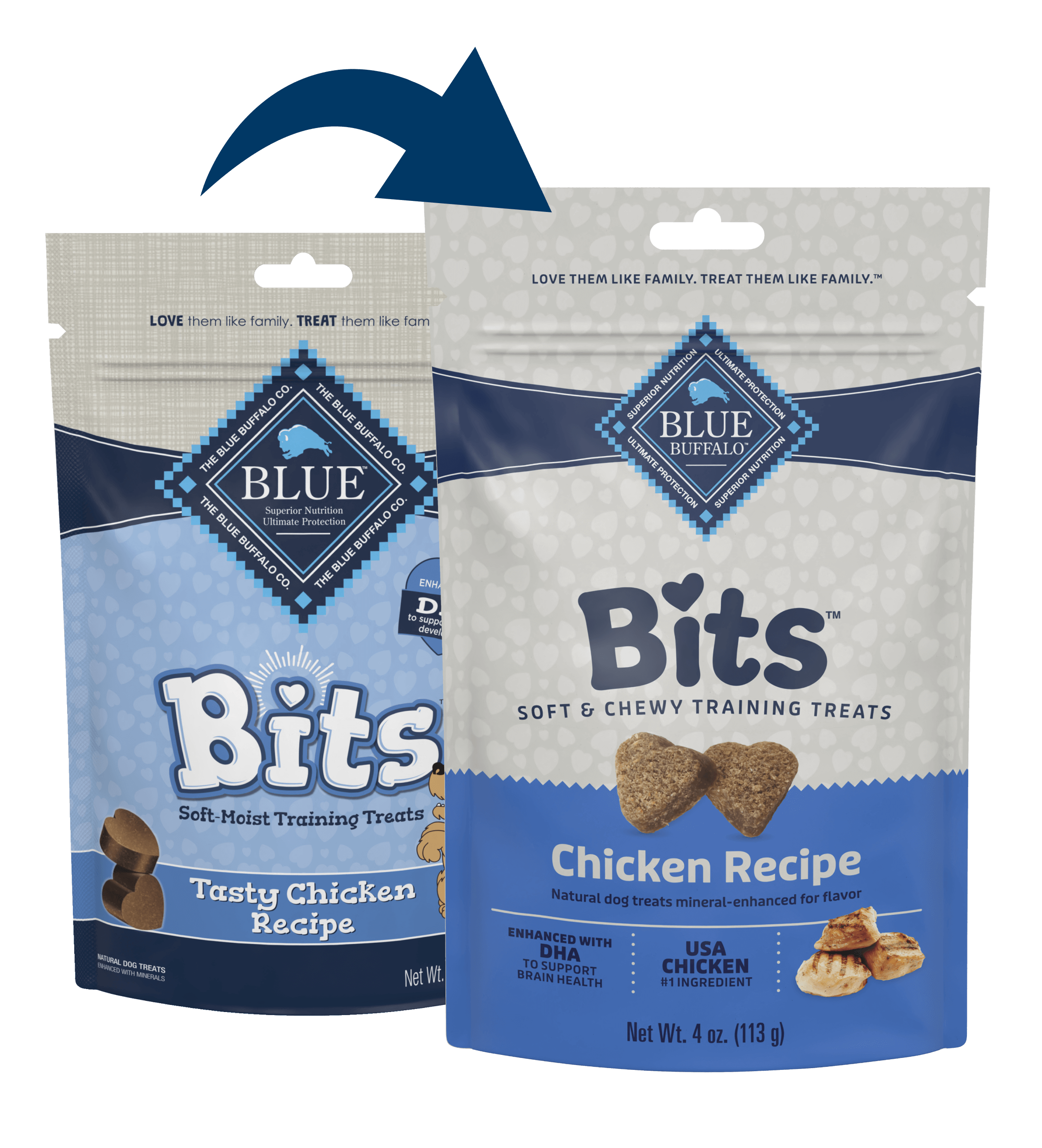 4oz Blue Buffalo Blue Bits Soft Training Treats Receta sabrosa de pollo