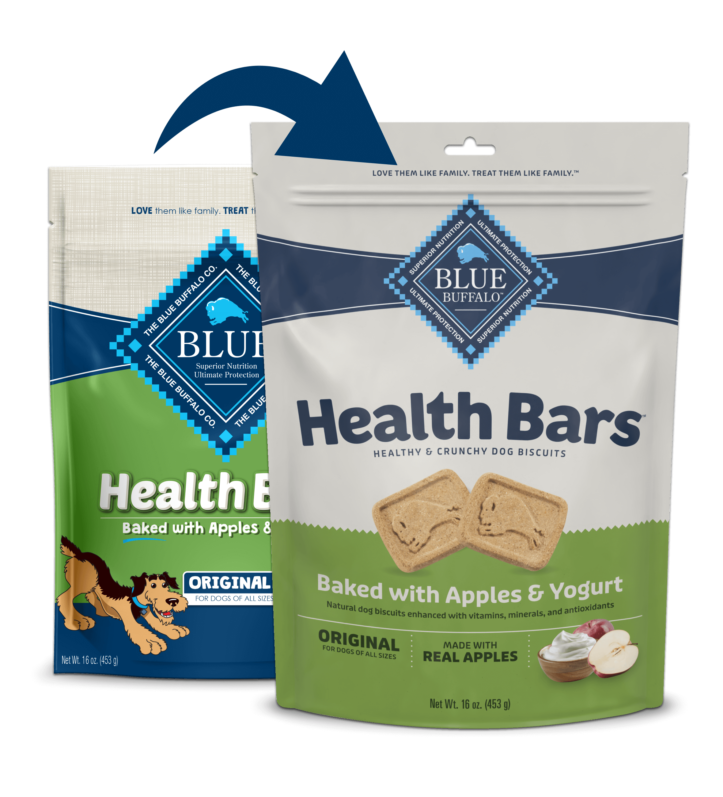 Galletas crujientes para perros Blue Buffalo Blue Health Bar de 16 oz horneadas con manzanas y yogur