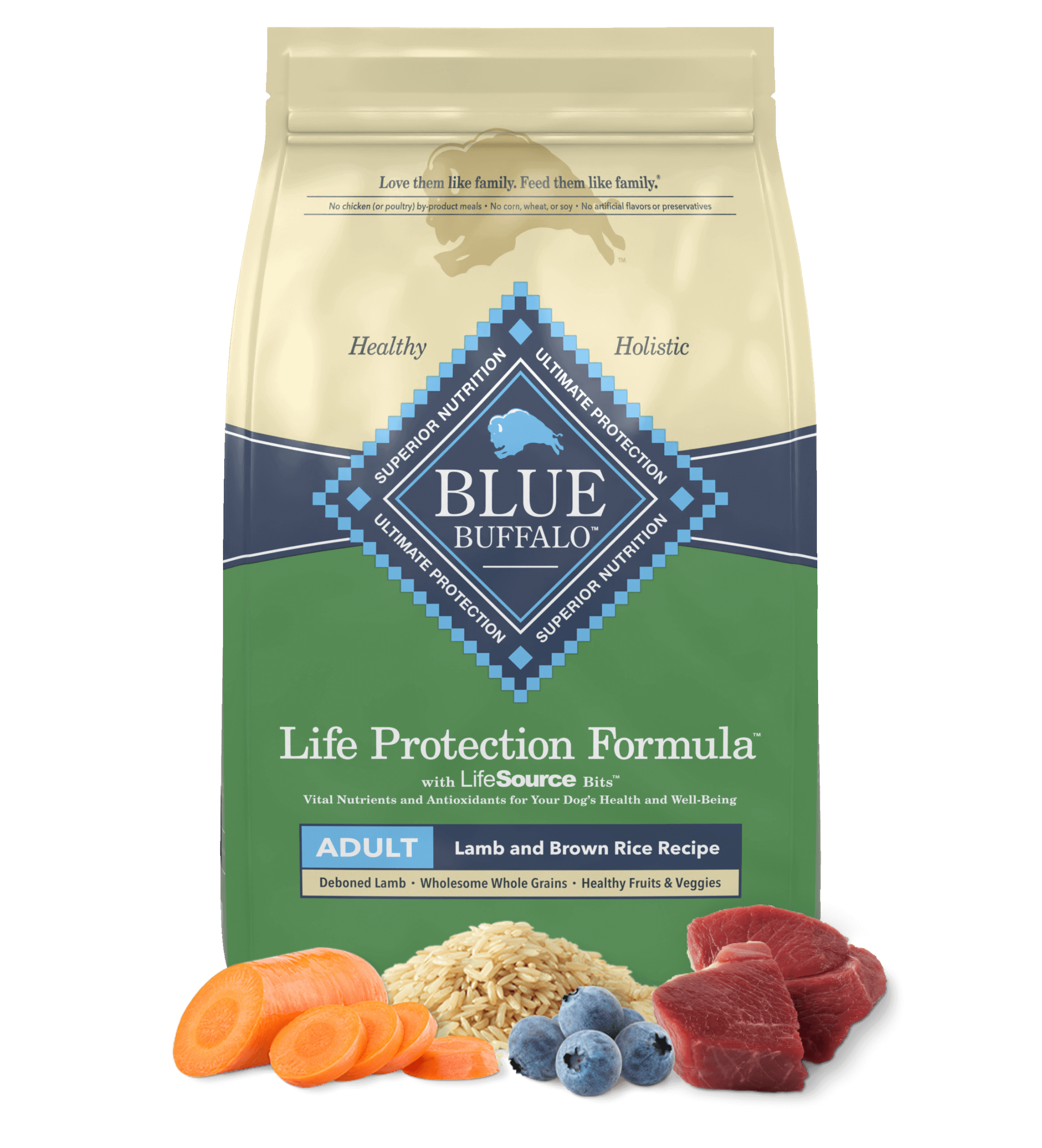 Alimento seco para perros adultos con cordero y arroz integral Blue Buffalo de 30 lb