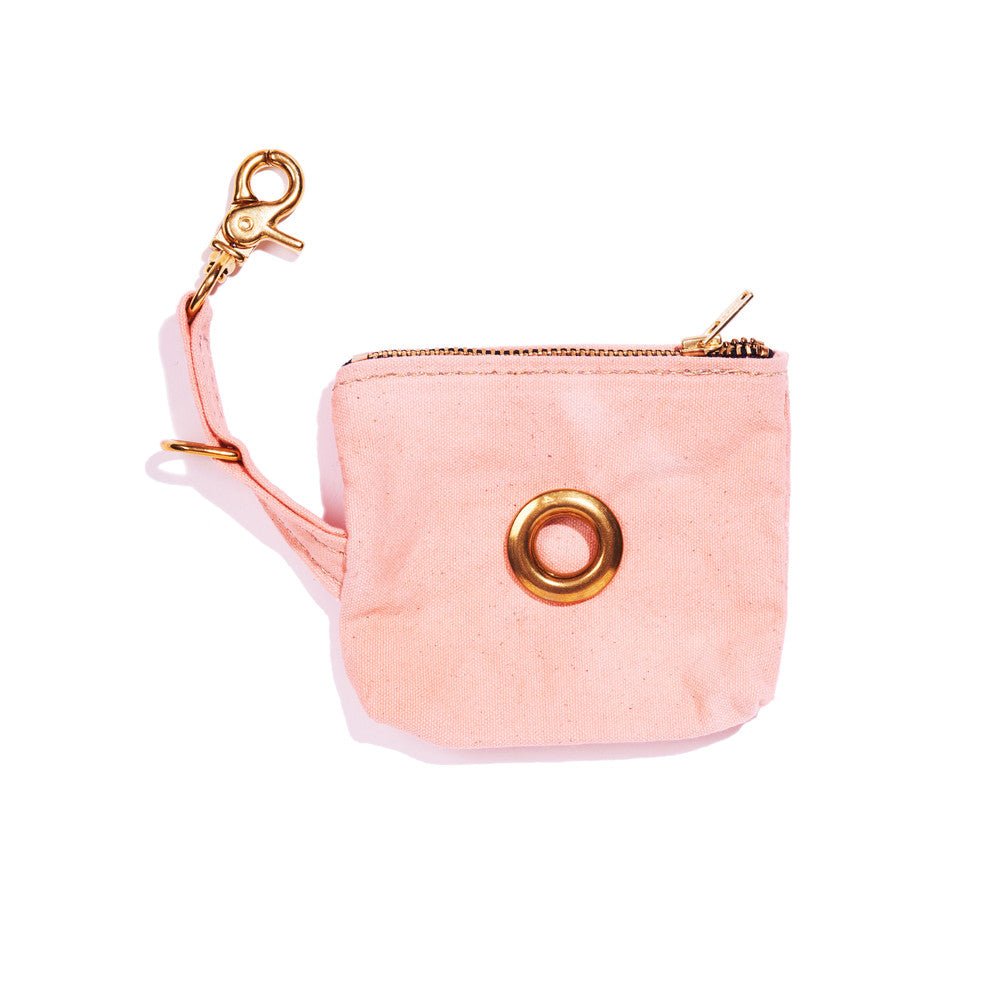 Peach Waxed Cotton Canvas Poop Bag Pouch