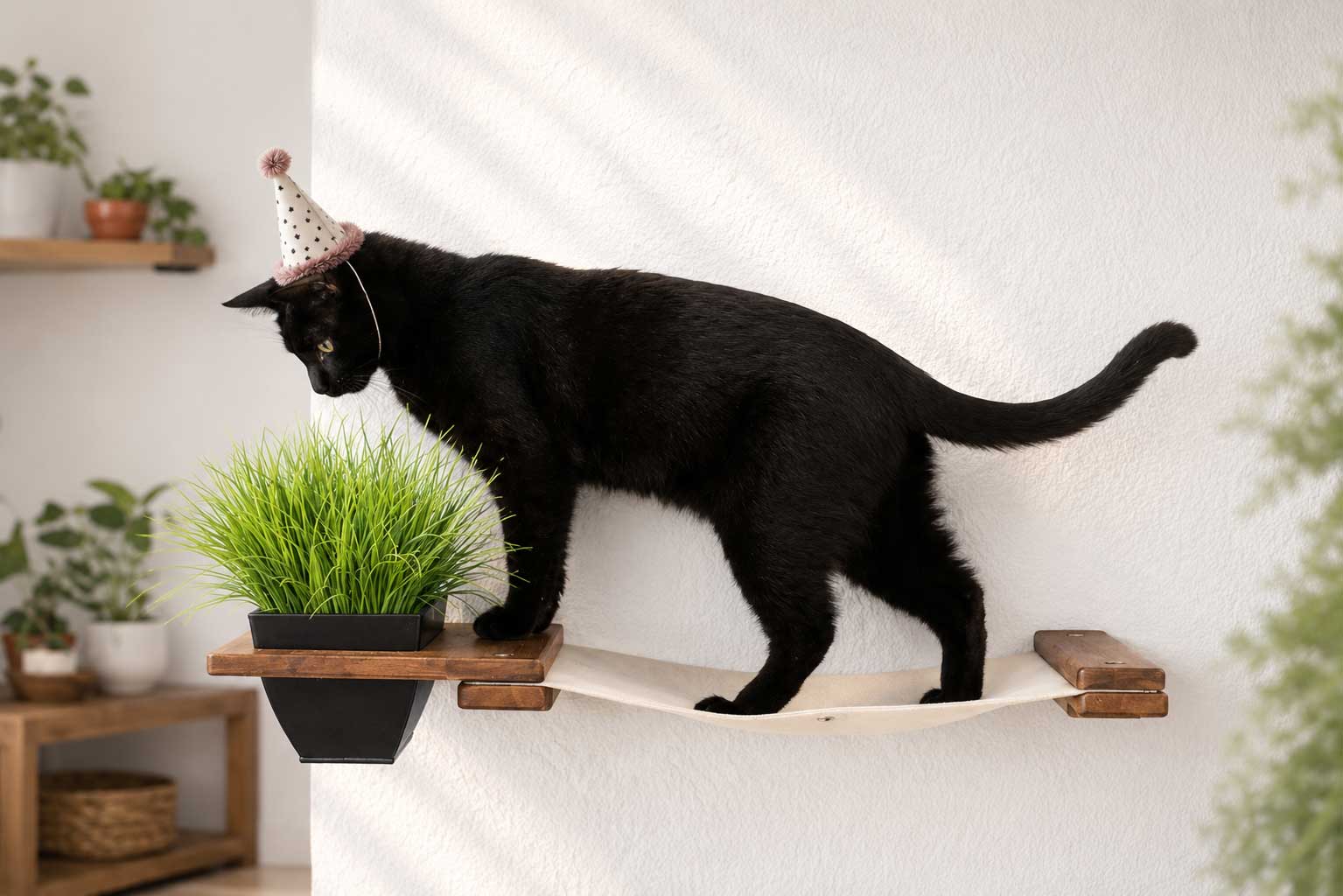 Cat Hammock Wall with Planter
