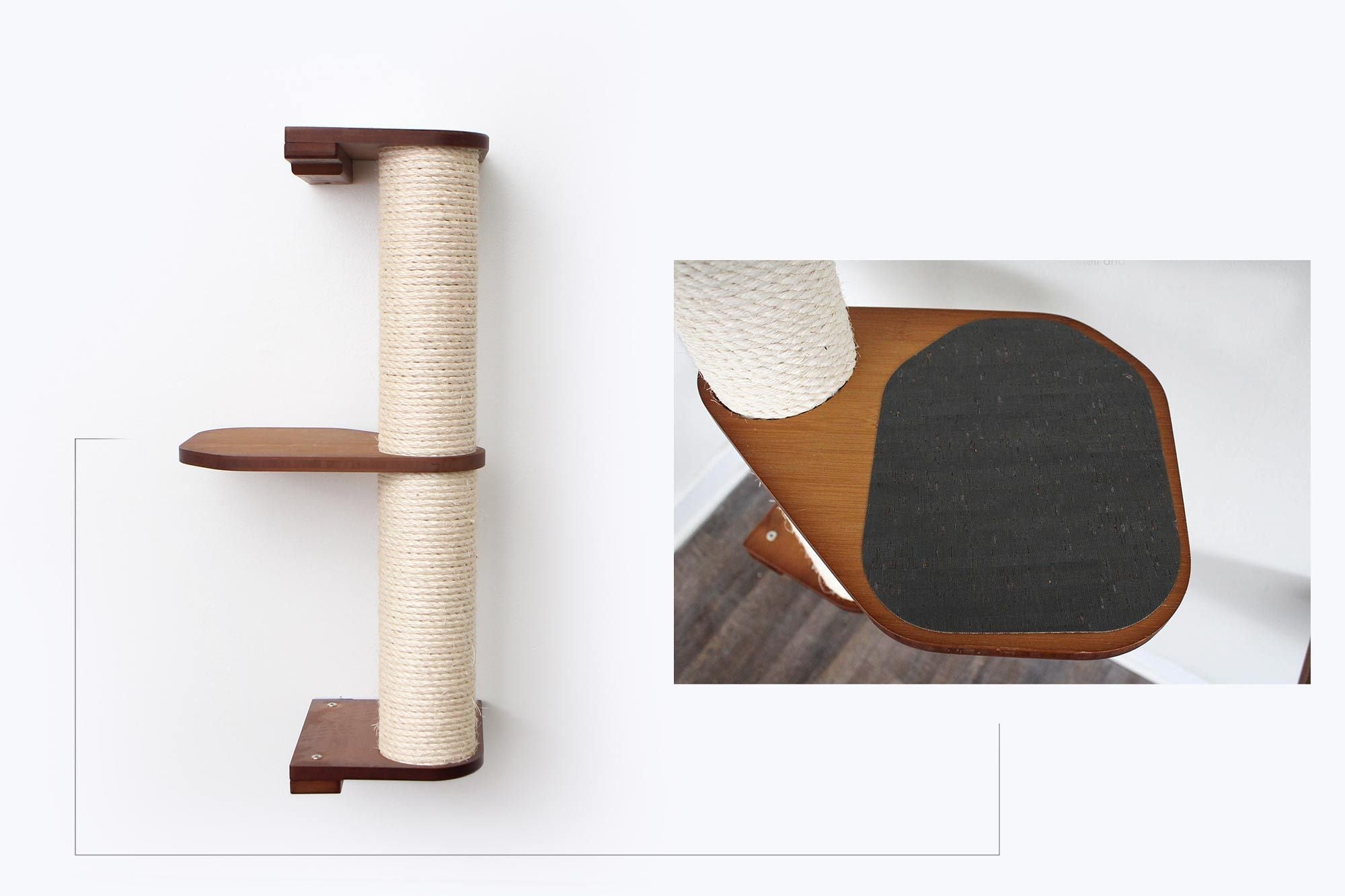 Wall Mounted Cat Climbing Pole - Sisal