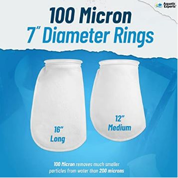 Aquatic Experts 7" Ring Aquarium Filter Sock 100 Micron for Saltwater & Reef Aquariums