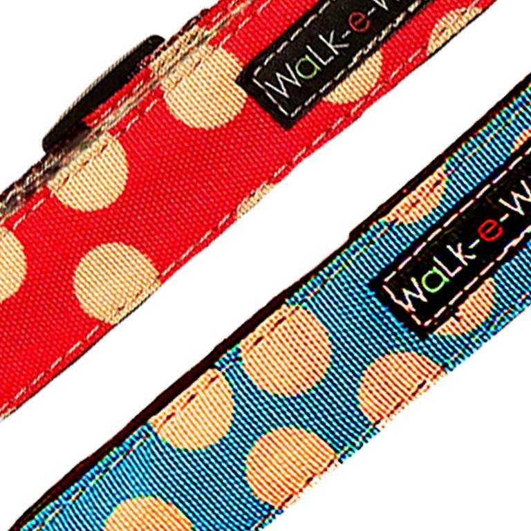 Walk-e-Woo Polka Dot Dog Collars, Leads, and Bows - Tan Dots - 2 Styles