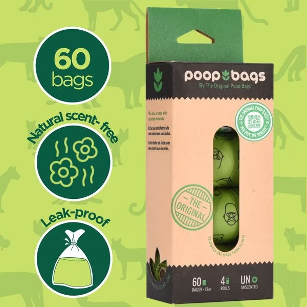 Poop Brand 60 Count The Original Poop Bags Compostable Unscented