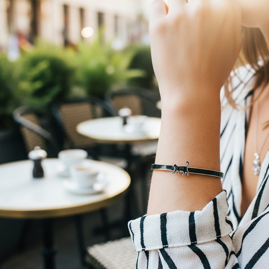 Enamel Cat Bangle | Cat Bracelet