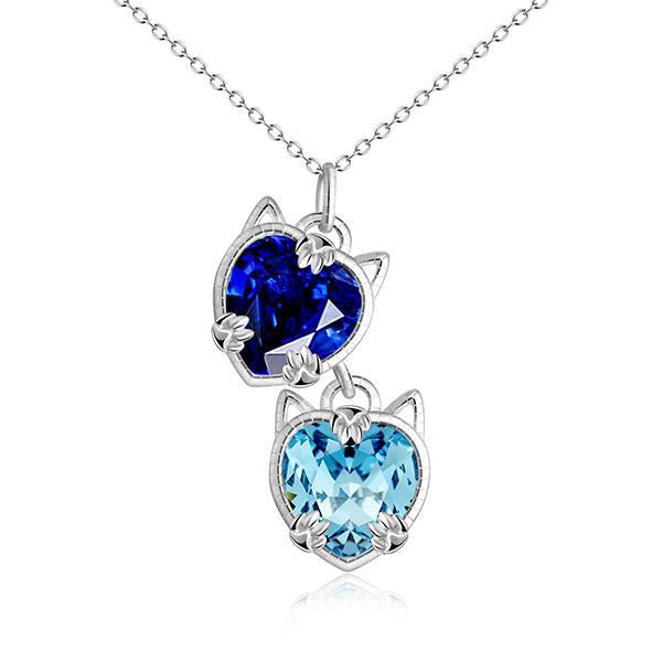 Crystal Cat Charm Necklace | Cat Necklace