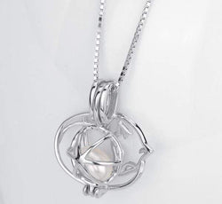 Cat Nap Pearl Cage Pendant | Sterling Silver Cat Necklace