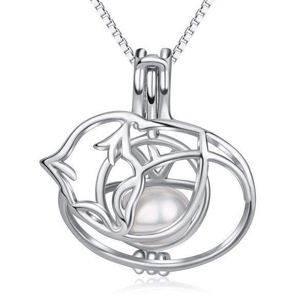 Cat Nap Pearl Cage Pendant | Sterling Silver Cat Necklace