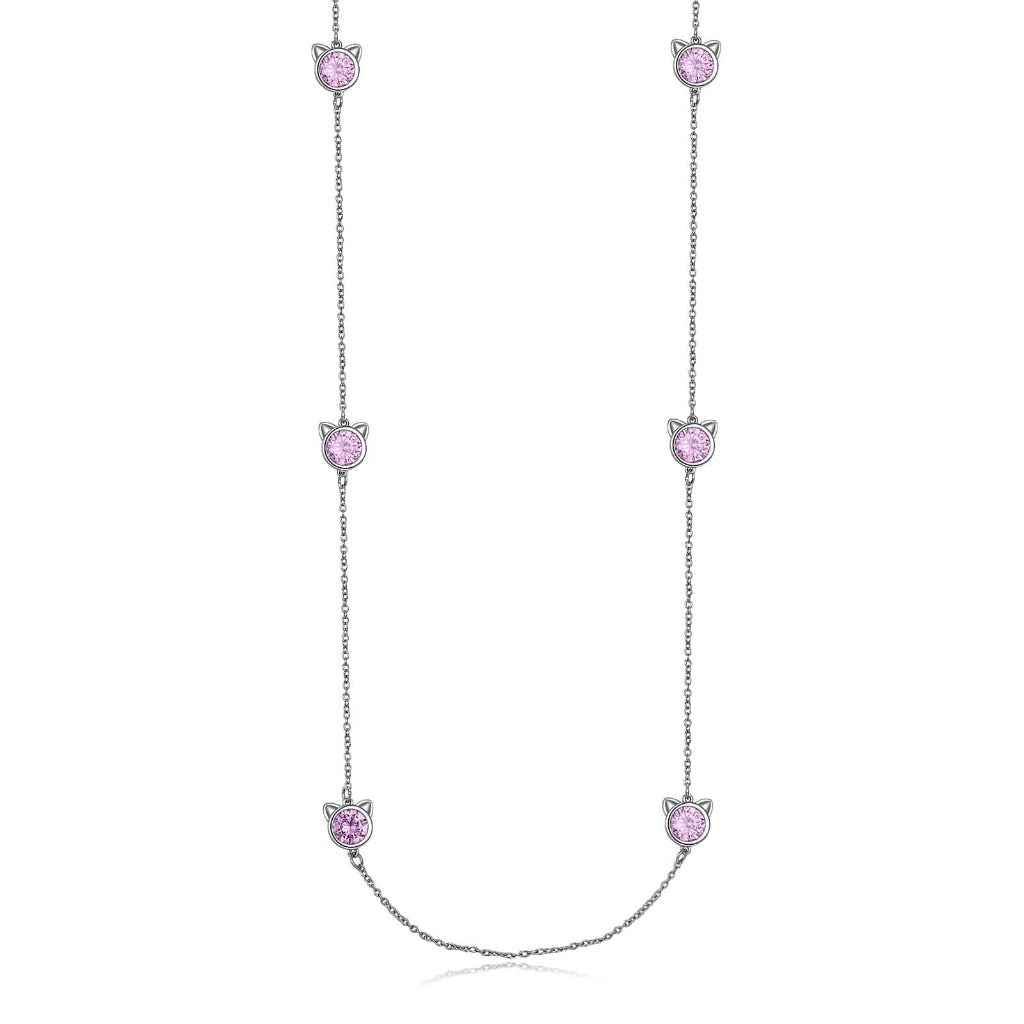 Crystal Cat Station Necklace