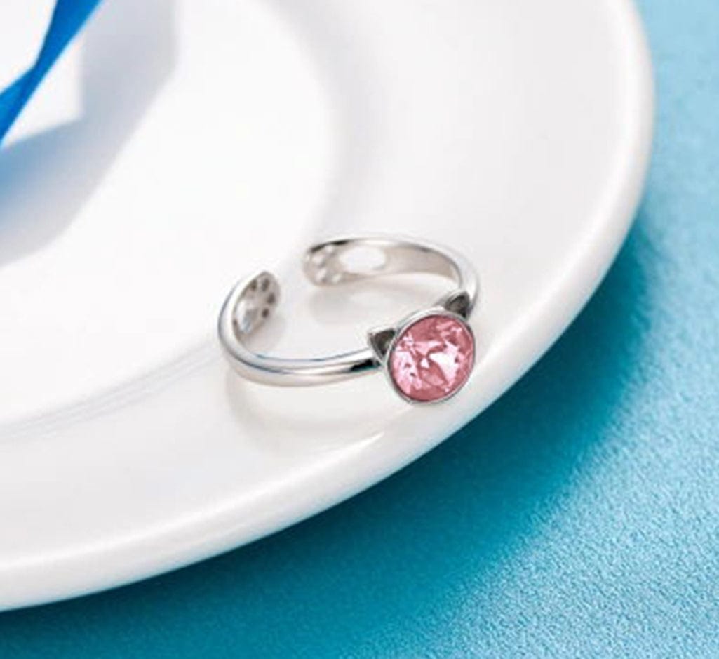 Crystal Cat Sterling Silver Ring
