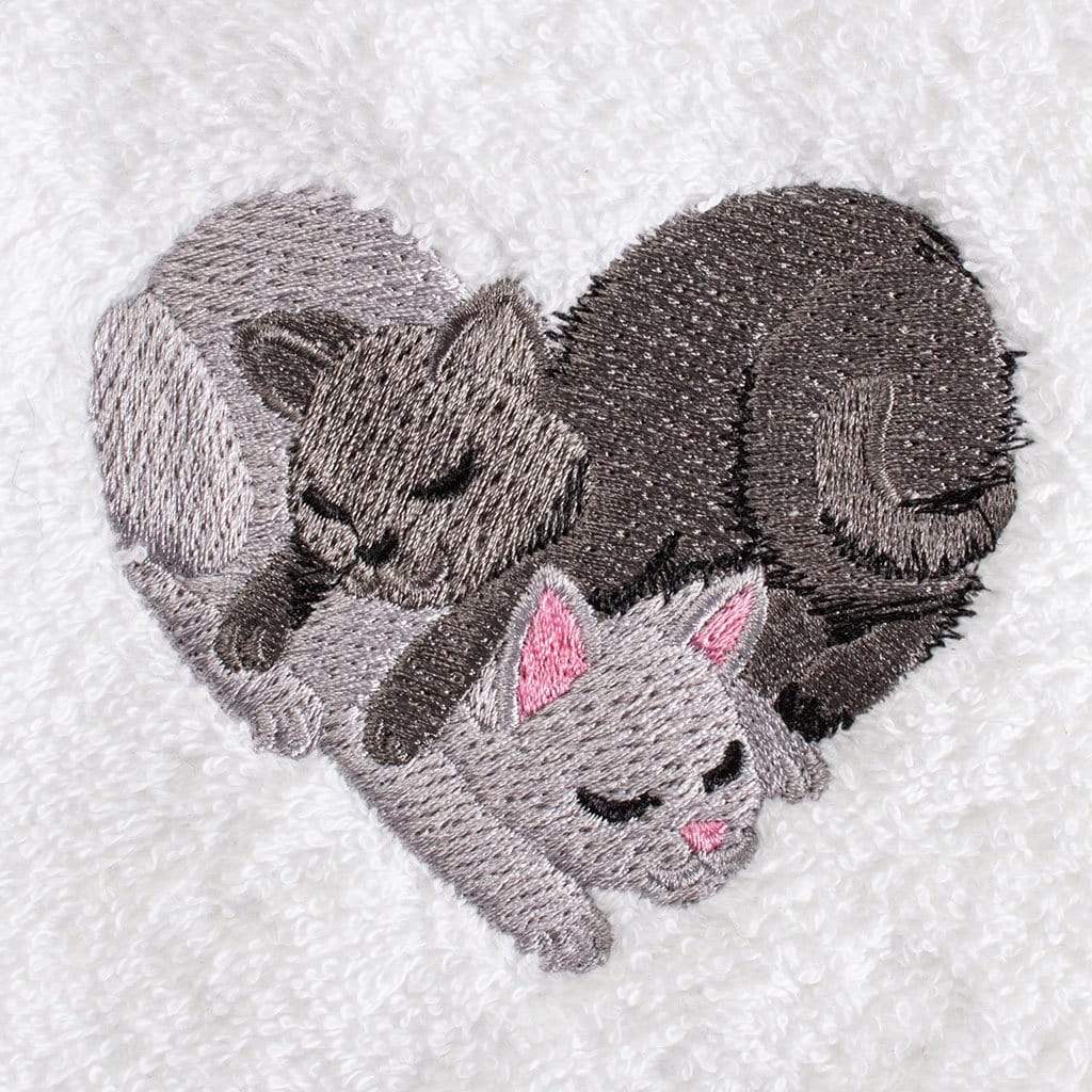 Sweet Heart Cat Hand Towels