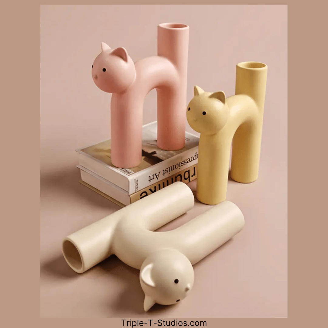 Modern Ceramic Cat Vase