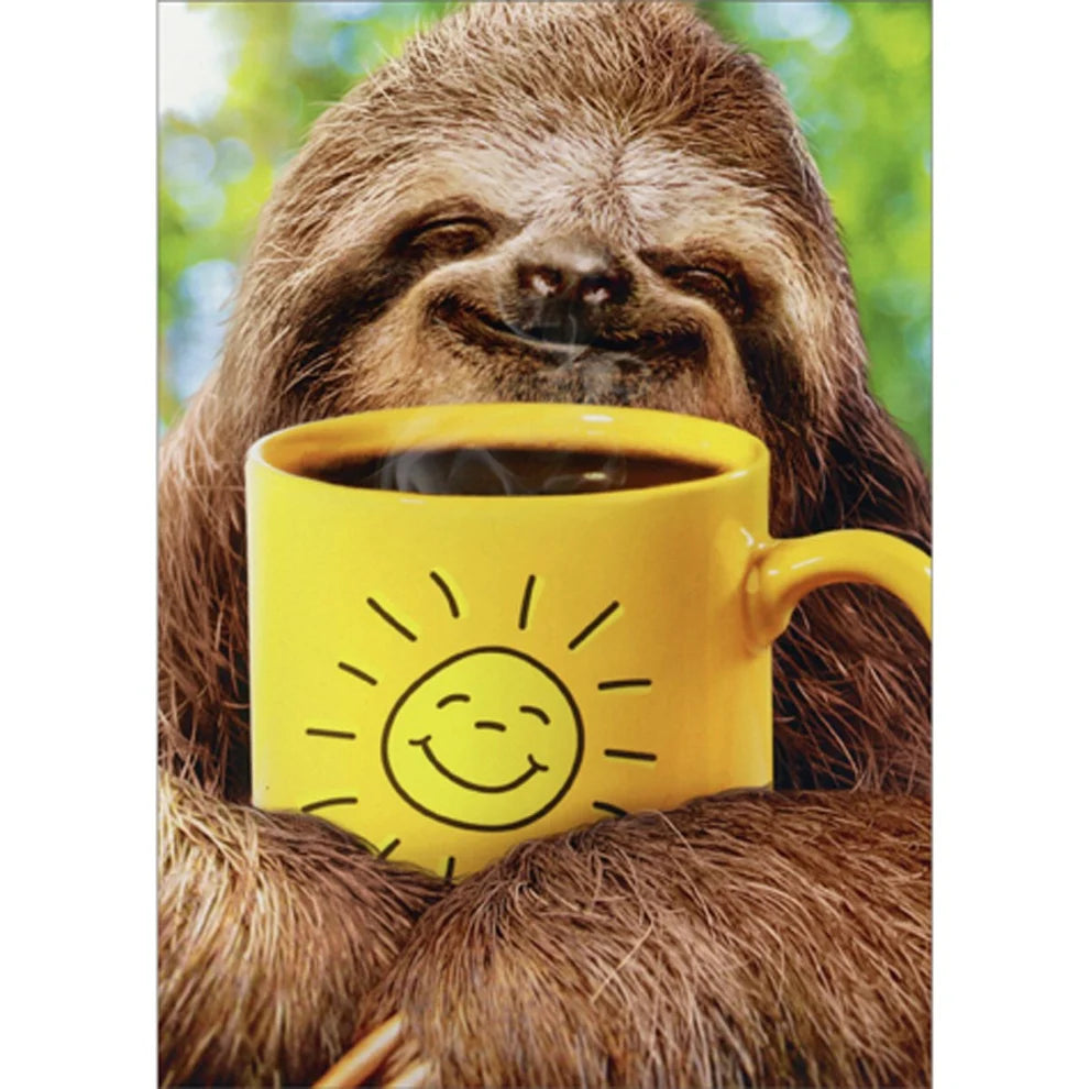 Avanti Sloth With Coffee Greeting Card