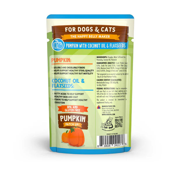 Weruva Pumpkin Patch Up! Pumpkin with Coconut Oil & Flaxseeds Wet Dog & Cat Pouch (2.8oz)