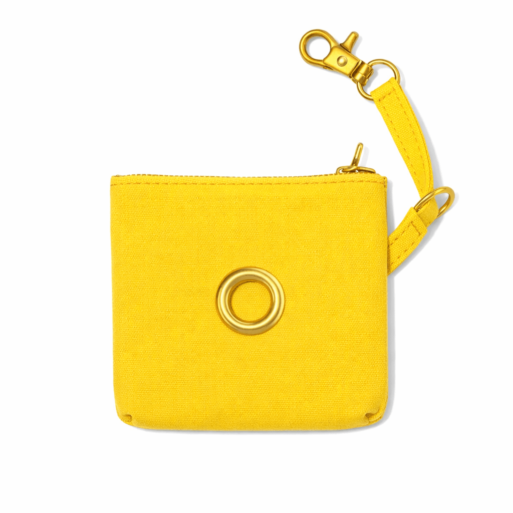 Yellow Waxed Cotton Canvas Poop Bag Pouch